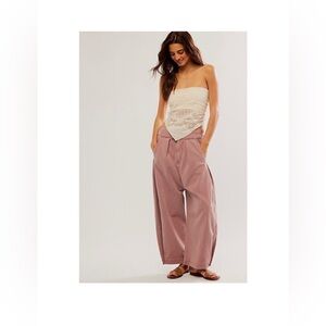 NWT Free People Cool Harbor Wide Leg Trousers Withered Rose